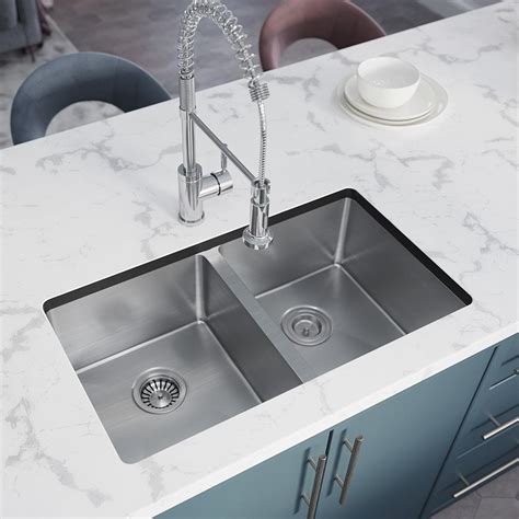 MR Direct Stainless Steel 31 in. Double Bowl Undermount Kitchen Sink ...