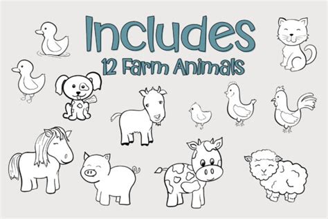 Clipart Black And White Farm Animals