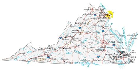 Map Of Virginia With Cities - Vector U S Map