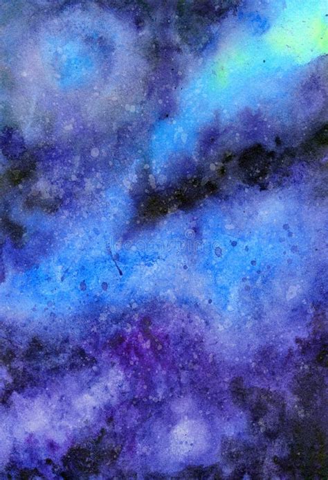 Night Sky with Clouds and Stars, Painted in Watercolor Stock Photo ...