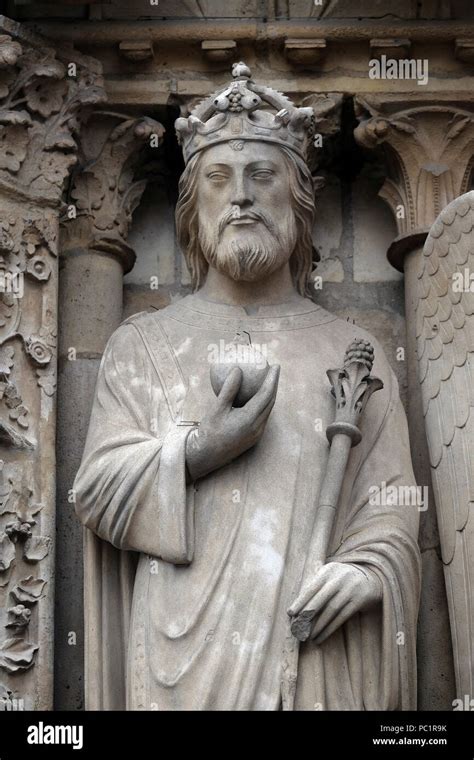Emperor Constantine, Portal of the Virgin, Notre Dame Cathedral, Paris, UNESCO World Heritage ...