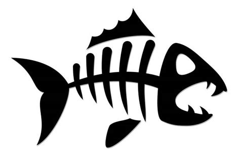 Fish Bone Silhouette, Fish Skeleton, Fish SVG, Fishing Clipart, Ocean Clipart, Black Fish Svg ...