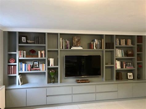 Bespoke Media Unit in Wandsworth - The BookCase Co | Living room wall ...