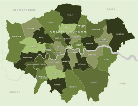 Map of London boroughs - royalty free editable vector map - Maproom