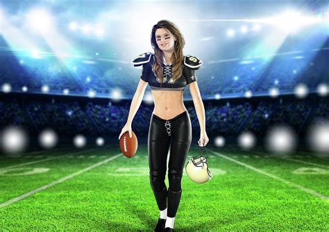 American football female player walking on the field Digital Art by ...