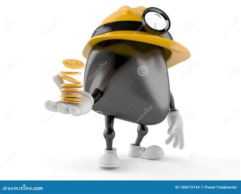 Miner character with coins stock illustration. Illustration of light - 100619744