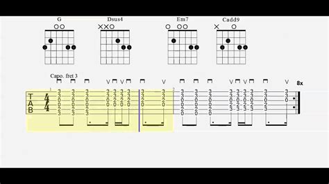 Guitar Tab - Cruise - Chord Practice - Play Along - Capo 3 - YouTube