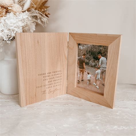 'Friends & Family' Quote Personalised Wooden Photo Frame – Blossom and Pear