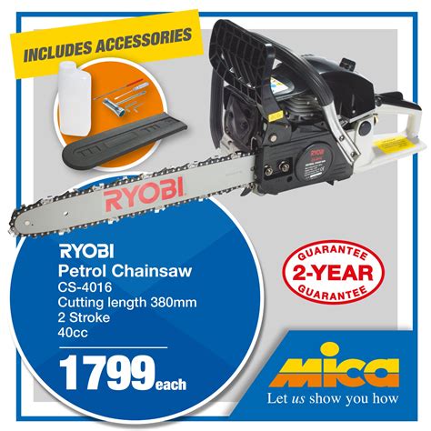 Mica Hardware on Twitter: "Get the Ryobi Petrol Chainsaw (40cc) for only R1799 each from your ...