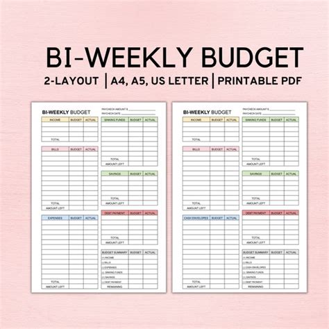 Bi Weekly Budget Planner Template Paycheck Budget Printable - Etsy ...