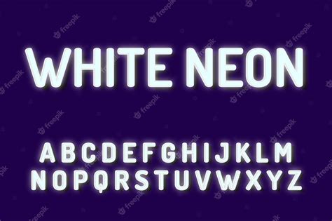 Premium Vector | White neon font alphabet text effects