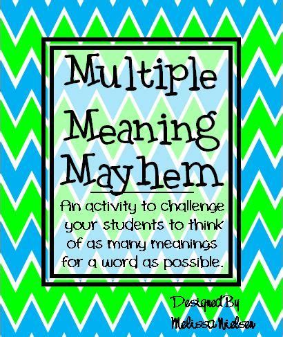 Multiple Meaning Words Reading Center Activity (Common Core Aligned) | Multiple meaning words ...