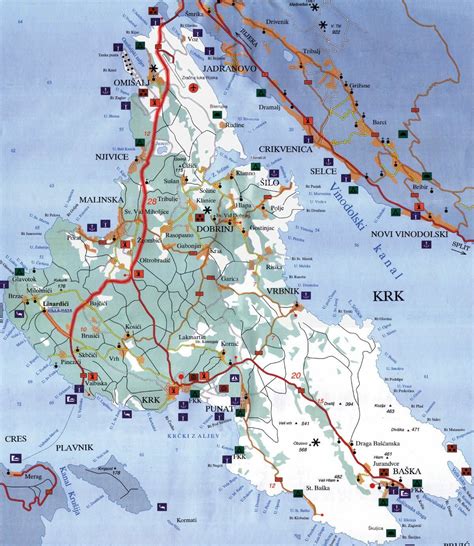 Island Krk map, Croatia