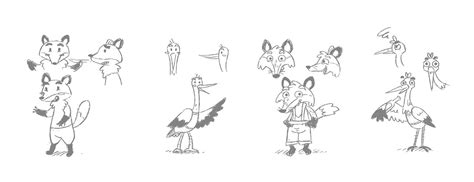 Fox and Stork children illustration :: Behance