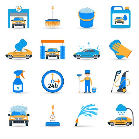 Car wash service icons set 462702 Vector Art at Vecteezy