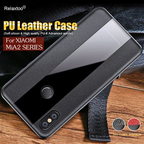 redmi mi a2 lite case luxury plexiglass pu leather phone case for ...