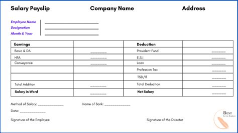 Printable Editable Payslip Template