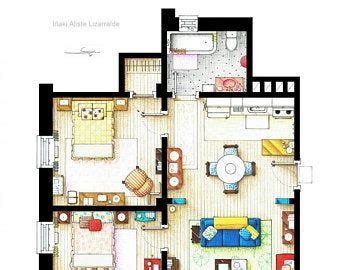 Floorplan of Patrick Bateman's apartment from AMERICAN PSYCHO (2000) | Floor plans, Colored ...