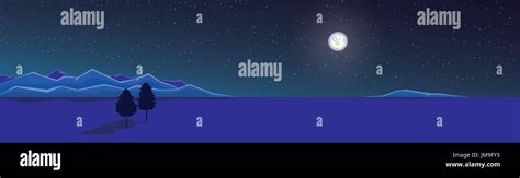 night landscape with moon Stock Vector Image & Art - Alamy