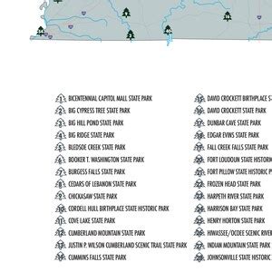 Tennessee State Parks Map, Tennessee State Parks Checklist, Hiking Gift, Adventure Map ...