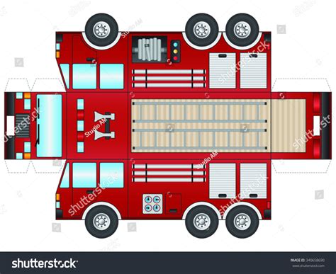 Outline Fire Truck Cut Out Glue Stock Vector 340658690 - Shutterstock