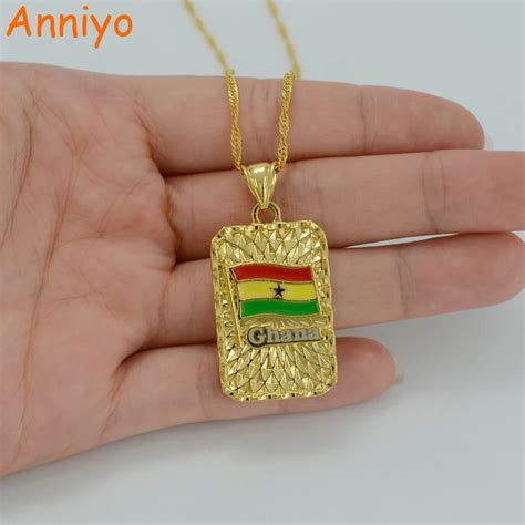 Anniyo Flag of Ghana Pendant Necklace Gold Color Ghana Flag Jewelry ...