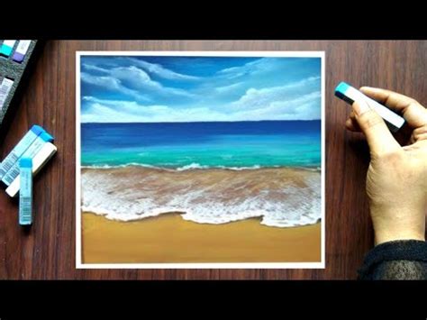 seascape drawing for beginners Peaceful beach landscape / easy acrylic ...