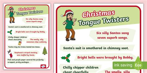 Christmas Tongue Twisters Poster (teacher made) - Twinkl