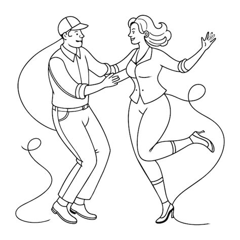 Premium Vector | Cute Couple of elderly people dancing Continuous line ...