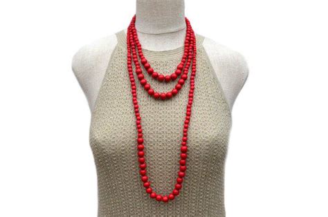 Red Bead Necklace / Red Necklace / Red Statement Necklace / - Etsy