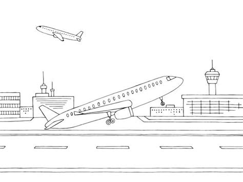 Airport Runway Drawings Illustrations, Royalty-Free Vector Graphics ...