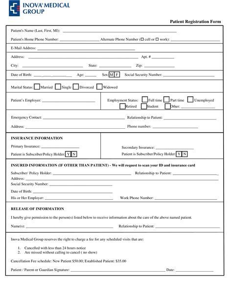 Printable Patient Registration Form | Templates at allbusinesstemplates.com