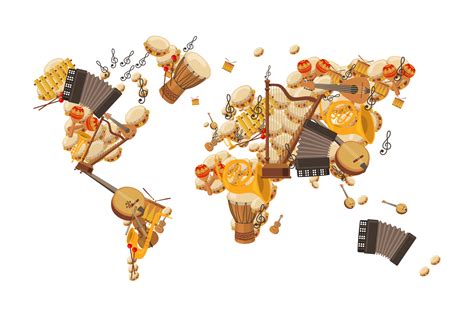 Musical Instrument world map art canvas - TenStickers