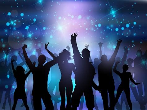 Free Vector | Silhouettes of people dancing on an abstract lights background