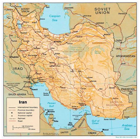 Detailed political and administrative map of Iran with relief, roads, railroads and cities ...