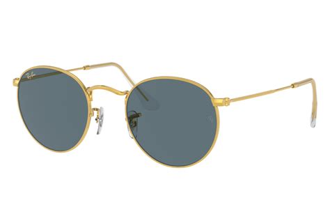 Round Metal Legend Gold Sunglasses in Shiny Gold and Blue | Ray-Ban®