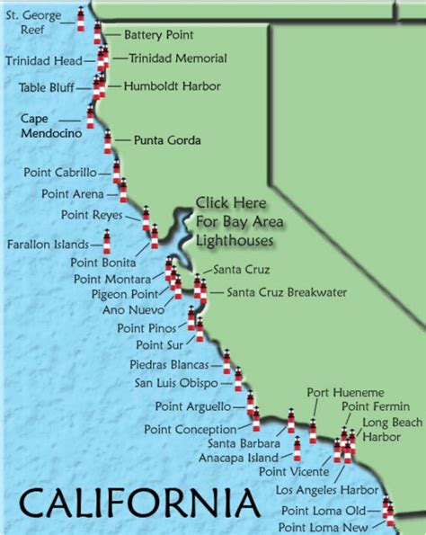 Lighthouses In California Map | secretmuseum