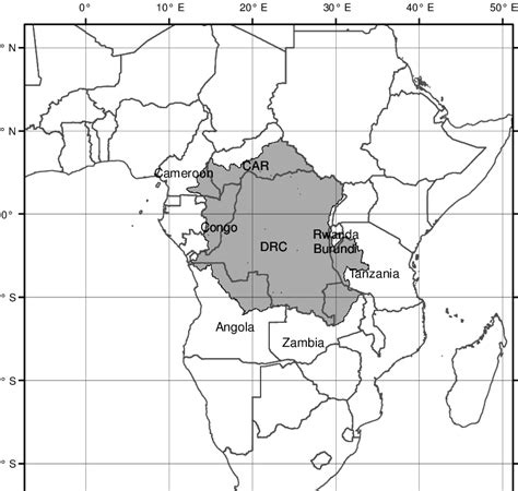 Map of the Congo River Basin showing political boundaries | Download ...