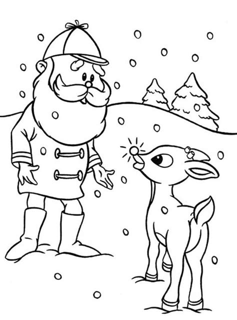 Rudolph And Santa Coloring Pages