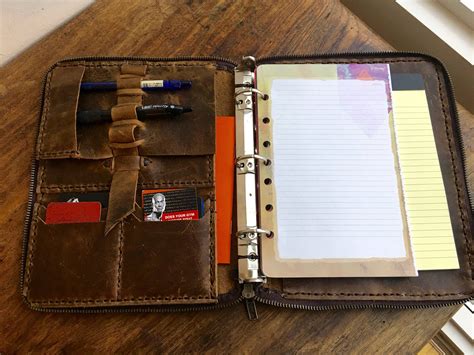 Zippered leather padfolio, Small three ring binder, 3 ring folder, Small planners and organizers ...