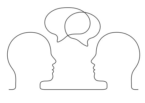 People talk with speech bubble outline, conversation two person, dialog speak, continuous line ...