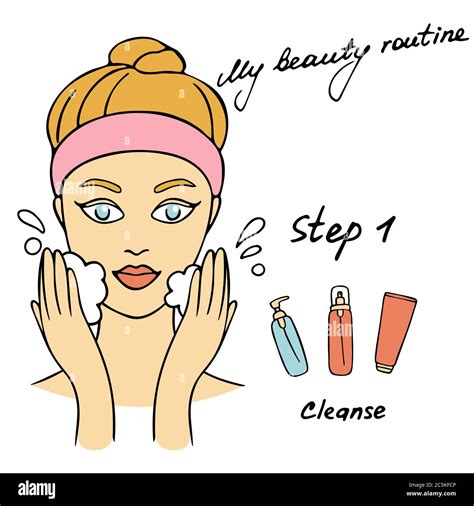 My daily routine. Skin care vector illustration. Correct order to apply ...