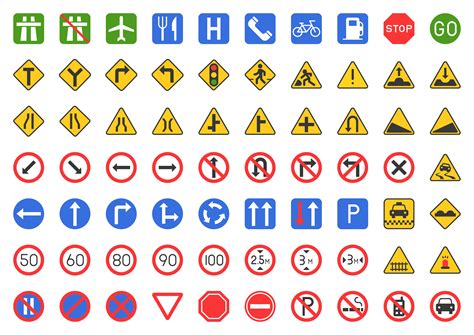 Traffic sign icon set 464937 Vector Art at Vecteezy