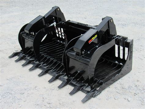 72″ Severe Duty Rock Bucket Grapple with Teeth Fits Skid Steer Quick Attach – Skid Steer ...