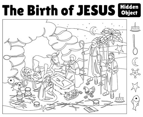 Printable Bible Hidden Object Puzzles | Christmas tree coloring page ...