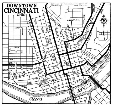 Ohio City Maps at AmericanRoads.us | City maps, Downtown cincinnati, Ohio