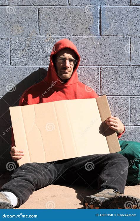 Homeless man with sign stock photo. Image of sunny, adult - 4605350