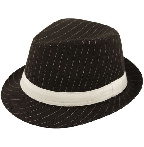 Wickedfun Adult Gangster Black Hat W/white Stripes/band