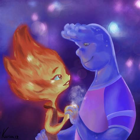 Ember and Wade from Elemental by kuronicoo on DeviantArt