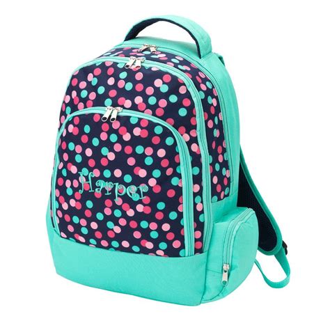 Personalized Backpack Bookbag Kids School Tote Bag - Gray Mint Paisley ...